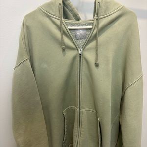 Aritzia TNA CozyAF Oversized Fleece Zip Hoodie (Sage Green, Size 3)